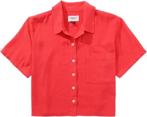 American Eagle Women Short-Sleeve Button-Up Shirt
