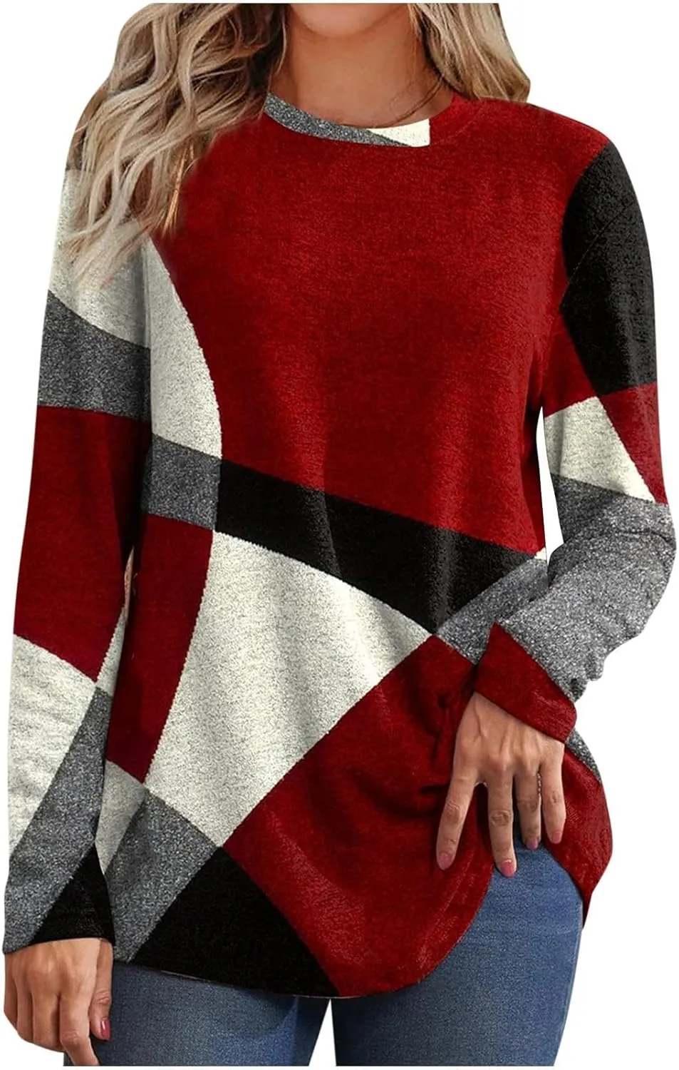 HONGDAO Women Tunics Tops Ladies Casual Shirts Long Sleeve Pullover jpg