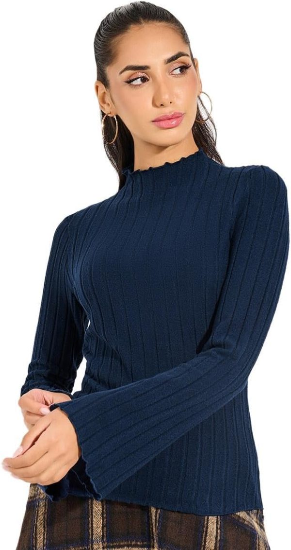 Styli Women Ribbed Knit Top With Flared Sleeves