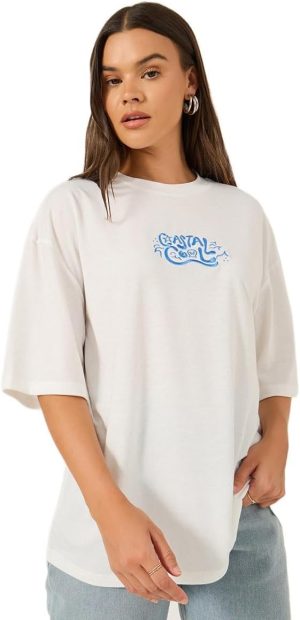 Styli Women's Embroidered Short Sleeve Oversized T-Shirt