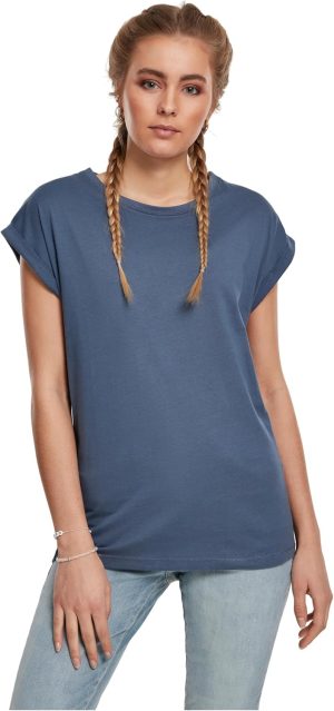 Urban Classics Womens Ladies Extended Shoulder Tee Basic T-Shirt with Capsleeves, Shortsleeve T-Shirt Top with Crew Neck (pack of 1)
