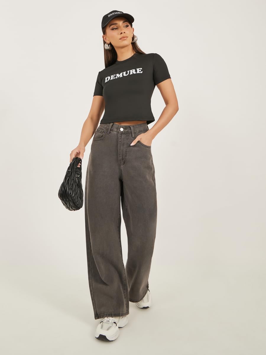 Styli Women's Slogan Print Round Neck Crop T-Shirt 3 Styli Women's Slogan Print Round Neck Crop T-Shirt - الصورة 3