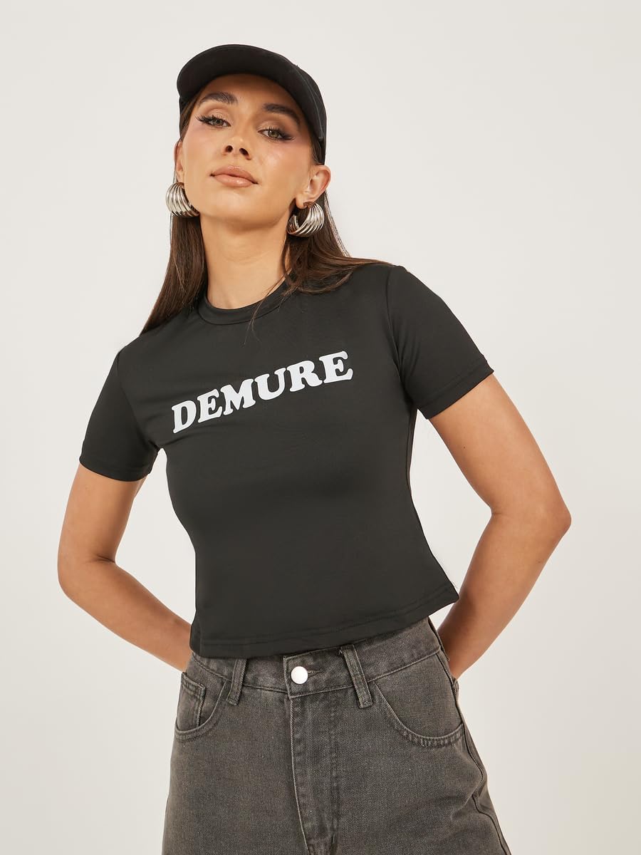 Styli Women's Slogan Print Round Neck Crop T-Shirt 4 Styli Women's Slogan Print Round Neck Crop T-Shirt - الصورة 4