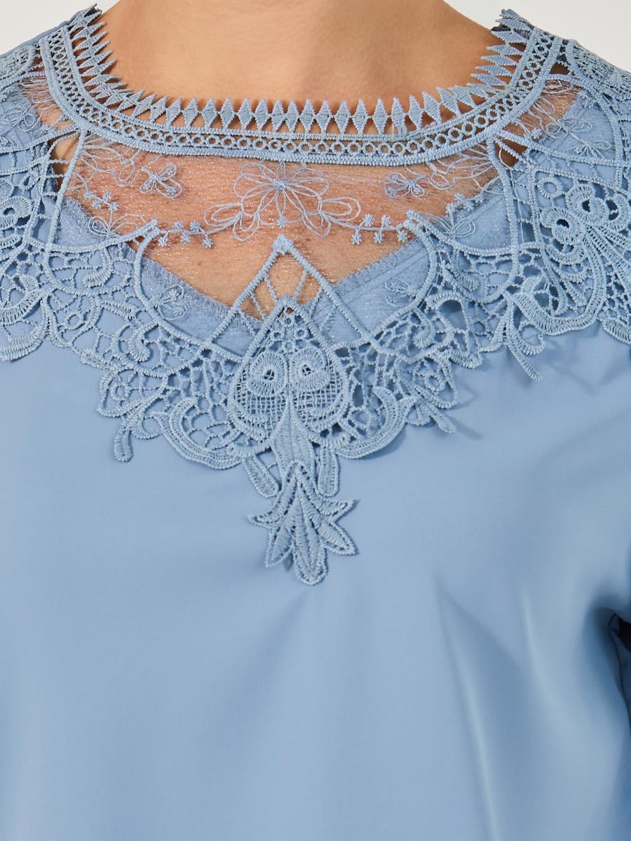 Styli Women's Solid Long Sleeve Blouse With Lace Detail 5 Styli Women's Solid Long Sleeve Blouse With Lace Detail - الصورة 5