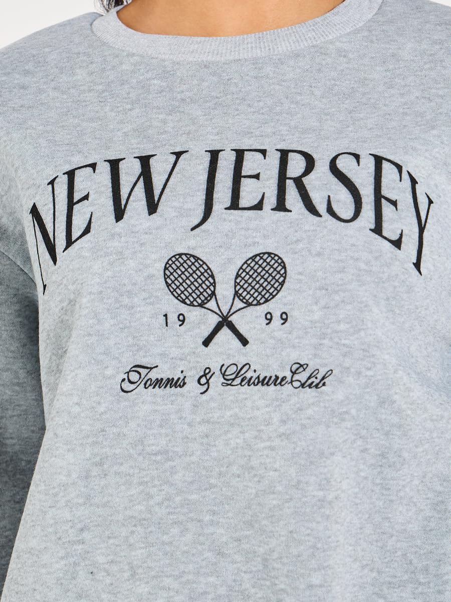 Styli Women New Jersey Print Round Neck T-Shirt 3 Styli Women New Jersey Print Round Neck T-Shirt - الصورة 3