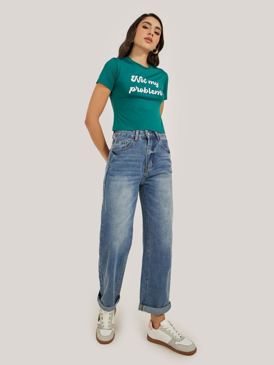 Styli Women's Slogan Print Round Neck Short Sleeve T-Shirt 3 Styli Women's Slogan Print Round Neck Short Sleeve T-Shirt - الصورة 3