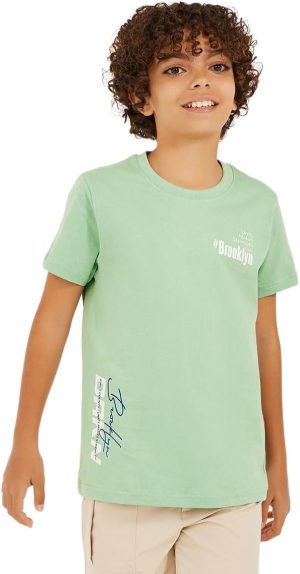 Styli Boys Slogan Print Round Neck T-Shirt