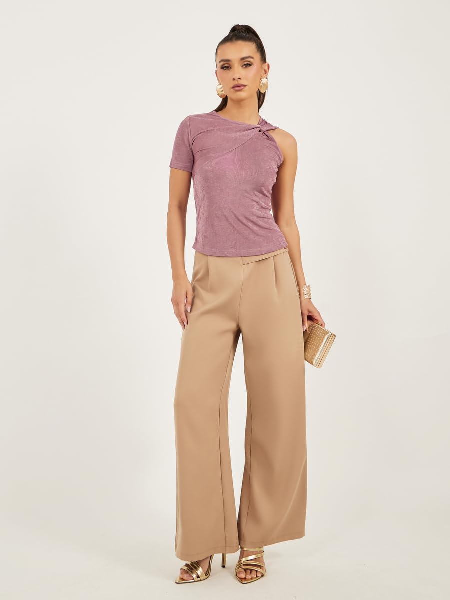 Styli Women's Textured Asymmetrical Neck One Sleeve Top 3 Styli Women's Textured Asymmetrical Neck One Sleeve Top - الصورة 3