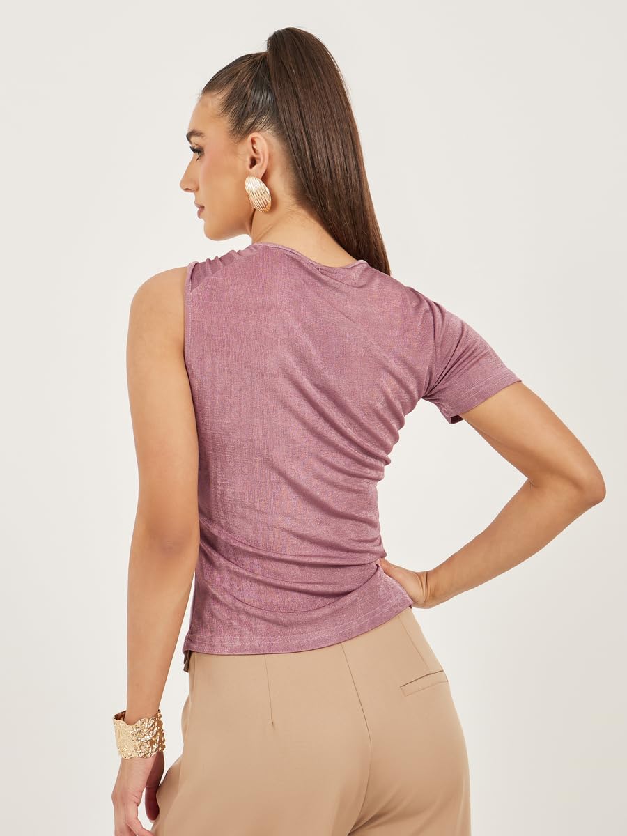 Styli Women's Textured Asymmetrical Neck One Sleeve Top 5 Styli Women's Textured Asymmetrical Neck One Sleeve Top - الصورة 5