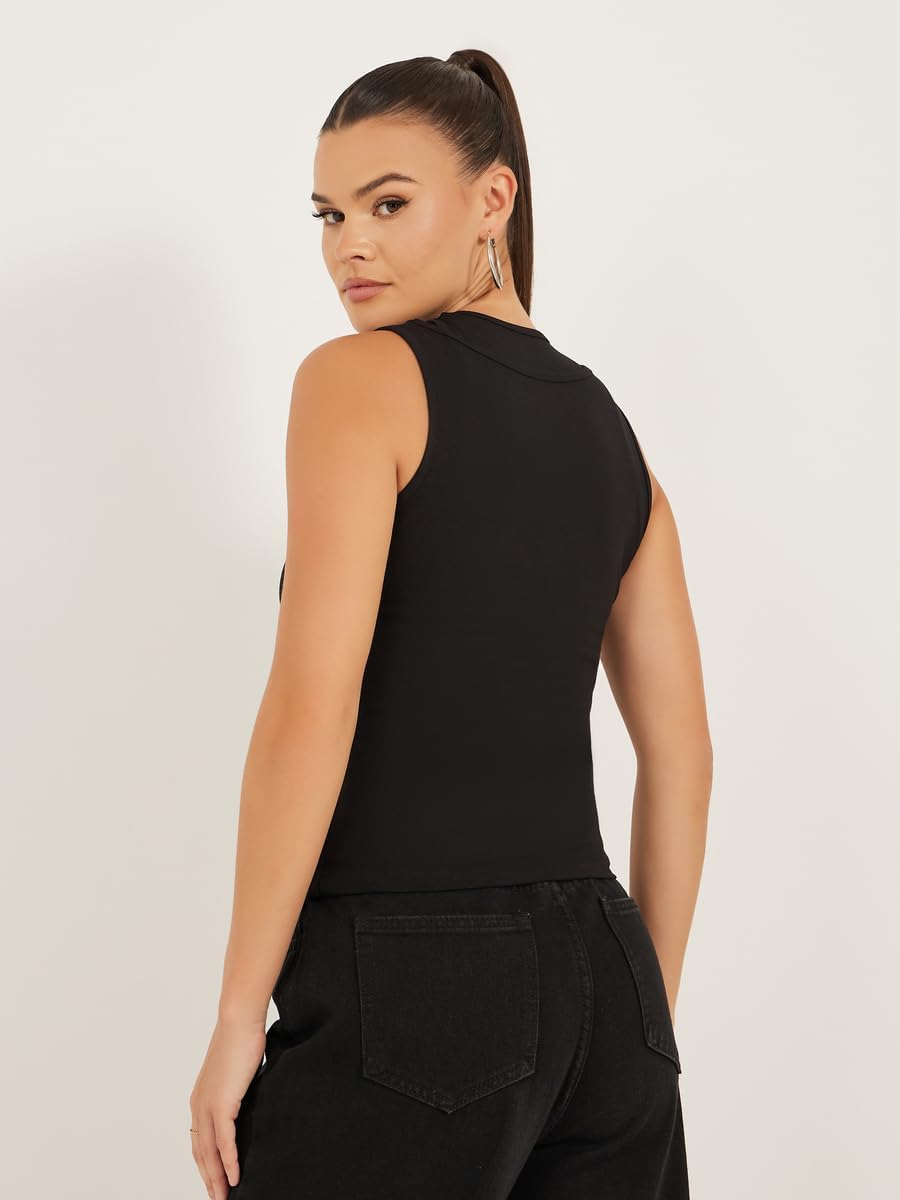 Styli Women's Solid Layered Neck Fitted Tank T-Shirt 6 Styli Women's Solid Layered Neck Fitted Tank T-Shirt - الصورة 6