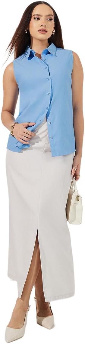 Styli Women Buttoned Down Loose Fit Sleeveless Shirt 2 Styli Women Buttoned Down Loose Fit Sleeveless Shirt - الصورة 2