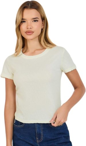 Styli Women Regular Fit Ribbed Round Neck T-Shirt