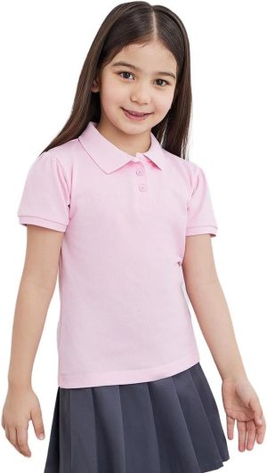 STYLI Girls Girls Pink Cotton Polo T-Shirt