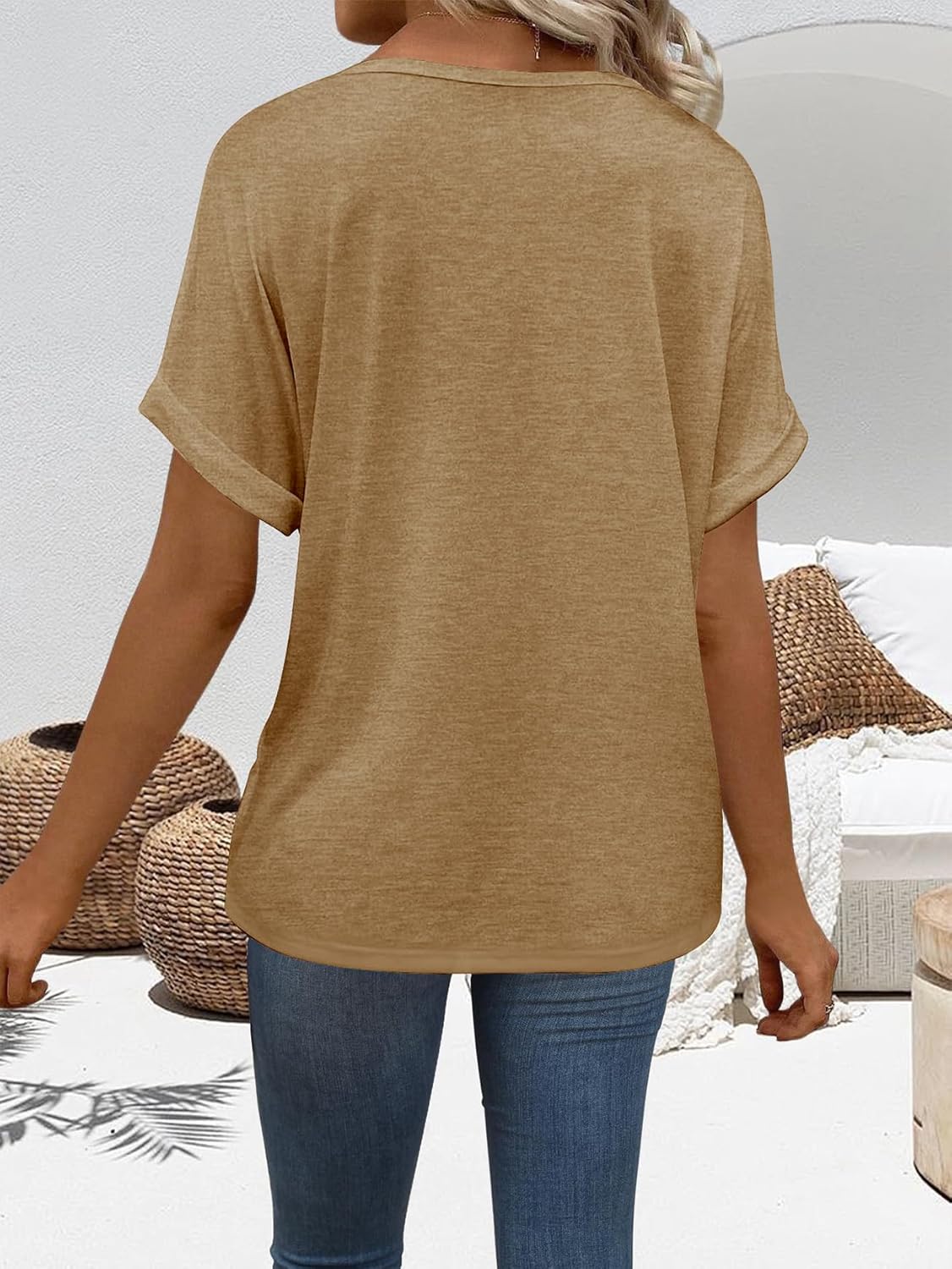 T Shirts Short Sleeve V Neck Tees Womens Fashion Tops Trendy Lightweight Soft 2025 Casual Summer Spring Clothing 6 T Shirts Short Sleeve V Neck Tees Womens Fashion Tops Trendy Lightweight Soft 2025 Casual Summer Spring Clothing - الصورة 4
