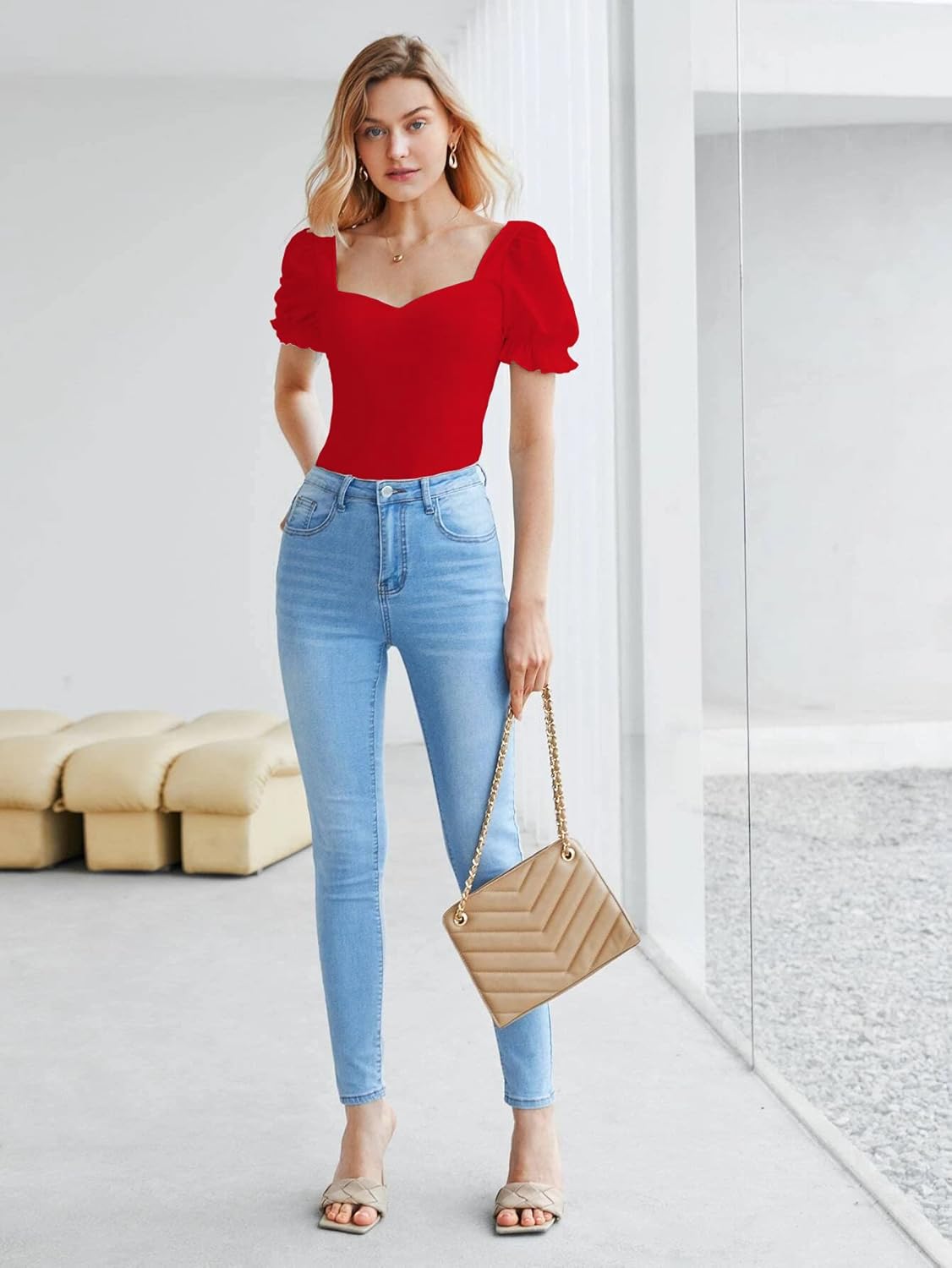 بلايز سيمبليسيتي بقصة ضيقة وقبة قلب جميلة للنساء والبنات من شاسمي 5 بلايز سيمبليسيتي بقصة ضيقة وقبة قلب جميلة للنساء والبنات من شاسمي - الصورة 5