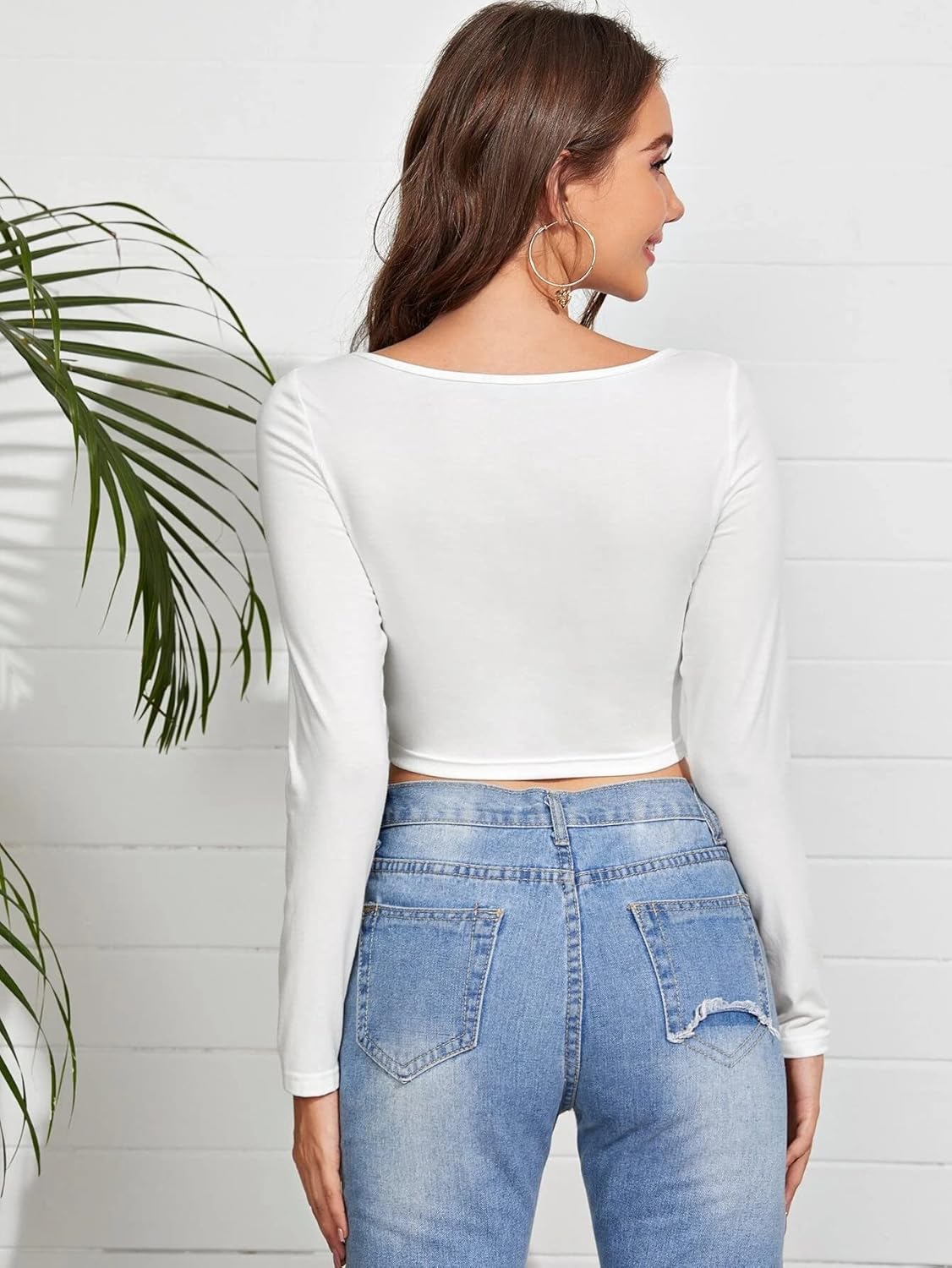 بلوزة قصيرة سوليد للنساء من شاسمي، أسود 4 بلوزة قصيرة سوليد للنساء من شاسمي، أسود - الصورة 4