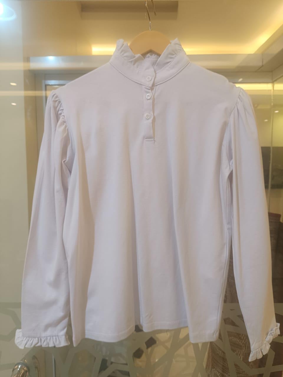 Girls Button Down Shirt Long Sleeve Ruffle Collar Blouse for School Uniform Daily, White Cotton Blouse 3 Girls Button Down Shirt Long Sleeve Ruffle Collar Blouse for School Uniform Daily, White Cotton Blouse - الصورة 3