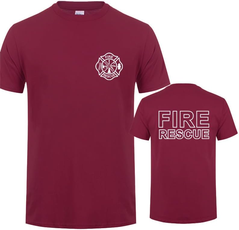 Fashion - Fire Rescue Firefighter T Shirt Men Fireman T-Shirts Short Sleeve Mans Cool Tops QR-045 5 Fashion - Fire Rescue Firefighter T Shirt Men Fireman T-Shirts Short Sleeve Mans Cool Tops QR-045 - الصورة 5