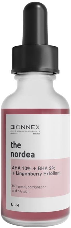 Bionnex The Nordea Exfoliating Serum with AHA 10%, BHA 2%, and Lingonberry – For Acne, Pore Refinement, and Skin Brightening