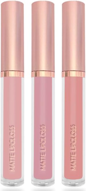 Bukela 3 PCS Nude Matte Lipstick Set, Lip Gloss Sets Liquid Lipsticks Long Lasting Non Stick Cup Waterproof Smooth Velvet Pink Moisturizing Lip Stain for Women Makeup (Style 1)