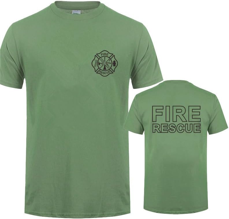 Fashion - Fire Rescue Firefighter T Shirt Men Fireman T-Shirts Short Sleeve Mans Cool Tops QR-045 4 Fashion - Fire Rescue Firefighter T Shirt Men Fireman T-Shirts Short Sleeve Mans Cool Tops QR-045 - الصورة 4