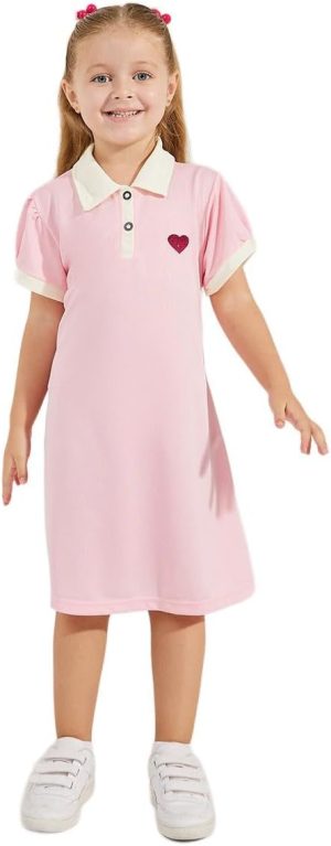 فستان بولو قطني مطرز على شكل قلب للبنات من ستايلي