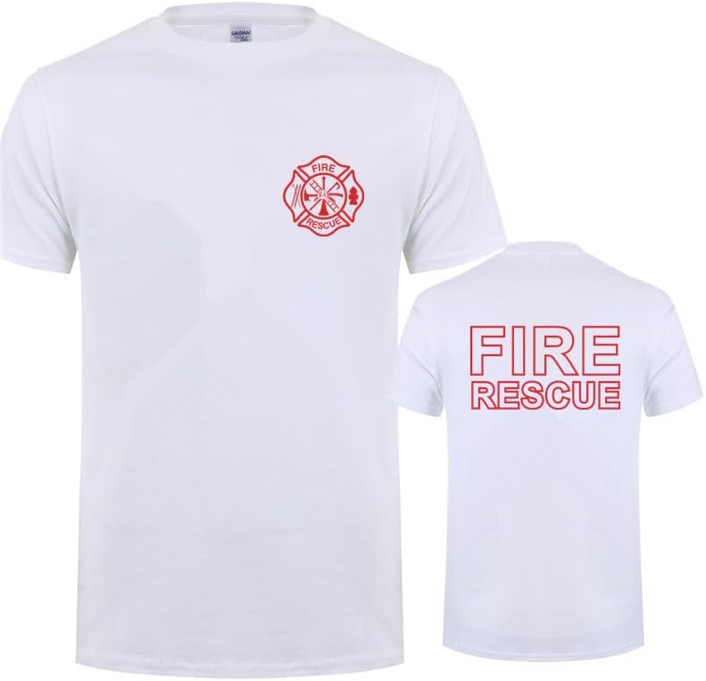 Fashion - Fire Rescue Firefighter T Shirt Men Fireman T-Shirts Short Sleeve Mans Cool Tops QR-045 3 Fashion - Fire Rescue Firefighter T Shirt Men Fireman T-Shirts Short Sleeve Mans Cool Tops QR-045 - الصورة 3