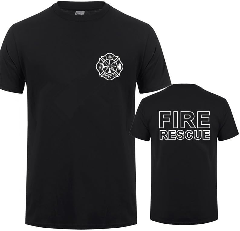 Fashion - Fire Rescue Firefighter T Shirt Men Fireman T-Shirts Short Sleeve Mans Cool Tops QR-045 2 Fashion - Fire Rescue Firefighter T Shirt Men Fireman T-Shirts Short Sleeve Mans Cool Tops QR-045 - الصورة 2