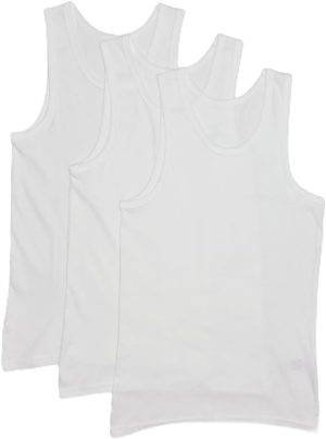 REDTAG Senior Boys White Basic Vest Set (Pack Of 3)