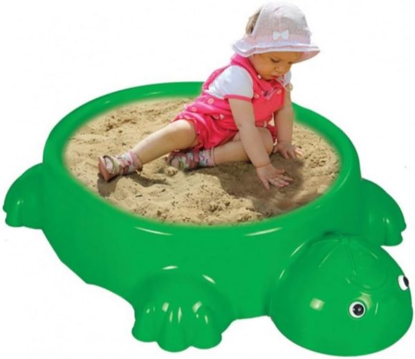 ⁦Kids Turtle Outdoor Sandbox Water Play Table, 123x90x21cm, Plastic Shell, Garden Play Set | حوض سلحفاة أخضر بغطاء⁩ - الصورة ⁦4⁩
