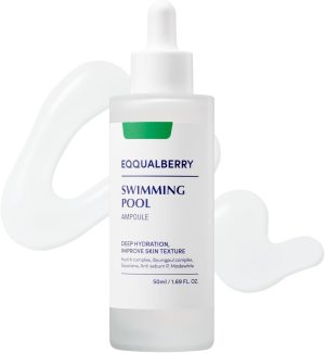 EQQUALBERRY Swimming Pool Ampoule 1.69 Fl. Oz. 50ml | Hyaluronic Acid Serum for Face, Daily Hydration Boost with 5-CICA Complex, Soothing for All Skin Type, Korean Vegan Skincare
