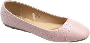 AILA Women's Cap Toe Textured Ballarinas Pink, 38 EU