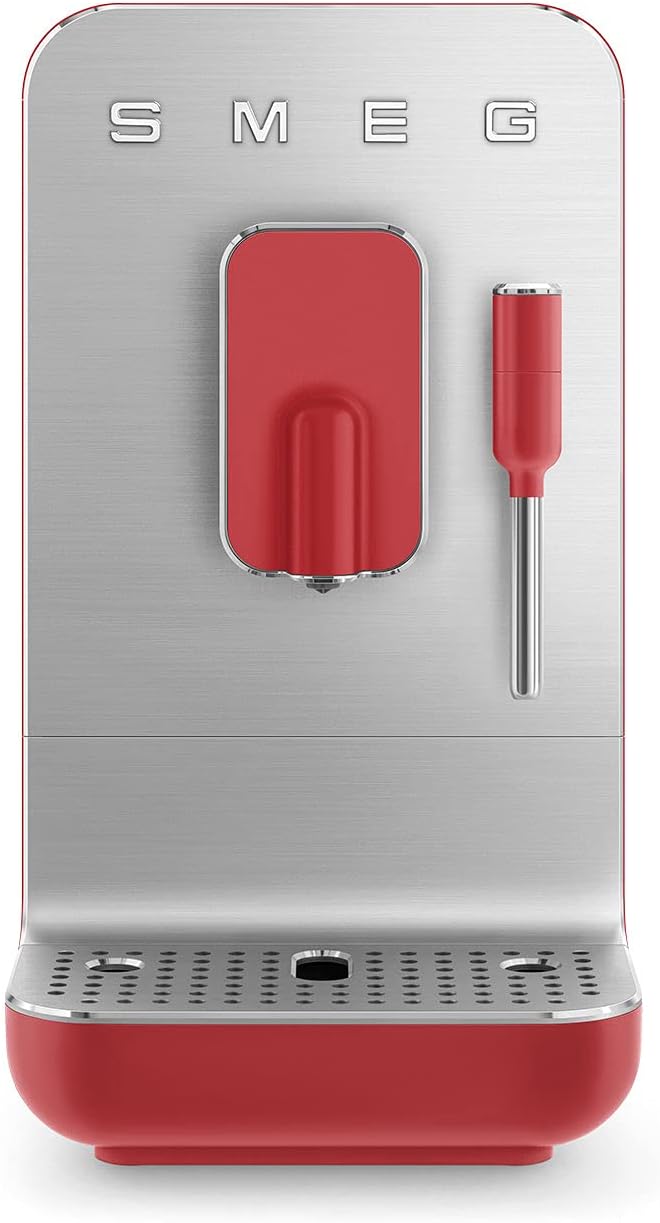 SMEG Fully Automatic Coffee Machine with Integrated Grinder and Steam Wand BCC02RDMUS, Red, Large 1 SMEG Fully Automatic Coffee Machine with Integrated Grinder and Steam Wand BCC02RDMUS, Red, Large