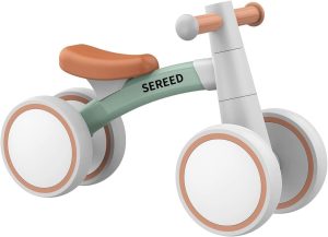 SEREED Children's Balance Bike from 1 Year, Balance Bike Toy for 12-36 Months Baby, First Bicycle without Pedal with 4 Wheels for Boys and Girls, Toddlers, First Birthday Gift