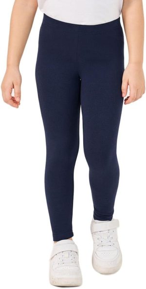 Styli Girls Solid Elastic Waistband Cotton Leggings