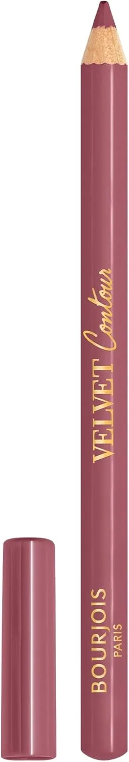 Bourjois Velvet Contour Lip Liner, 19 Place des Roses, Defines Lips, Creamy Matte Texture, Precise Application, Shea Butter, Grapeseed Oil, Long-lasting 8hr Wear, Zero Feathering or Smudging, 1.14g