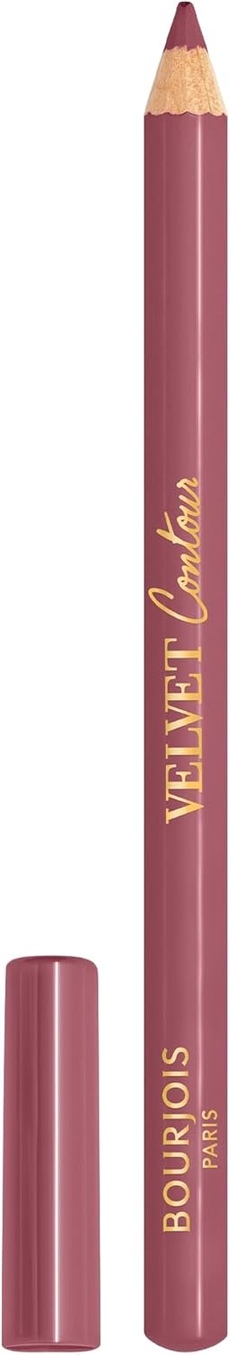 Bourjois Velvet Contour Lip Liner, 19 Place des Roses, Defines Lips, Creamy Matte Texture, Precise Application, Shea Butter, Grapeseed Oil, Long-lasting 8hr Wear, Zero Feathering or Smudging, 1.14g