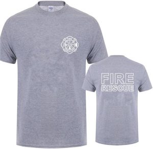 Fashion - Fire Rescue Firefighter T Shirt Men Fireman T-Shirts Short Sleeve Mans Cool Tops QR-045
