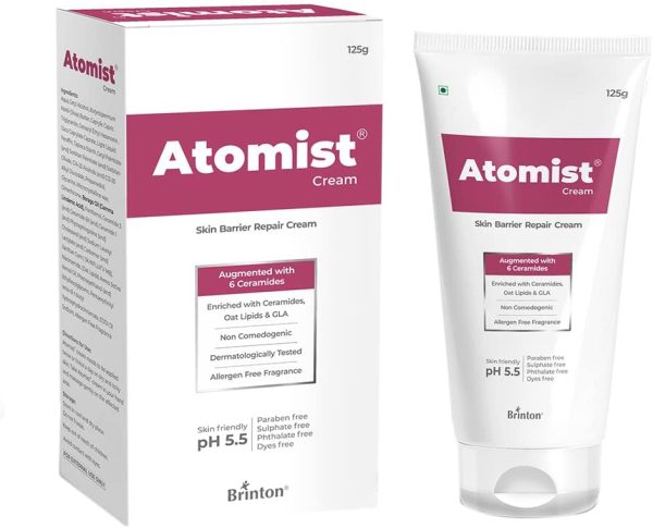 Brinton Atomist Skin Barrier Repair Cream for Dry and Itchy Skin | Enriched with Ceramides, Oats Lipids & GLA | Non Comedogenic & Dermatologically Tested -125g
