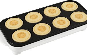 Home Master Crape Maker 8 Pcs – HM-160, Modern White Non-Stick Aluminum Pie & Crepe Maker with Lid, 220V