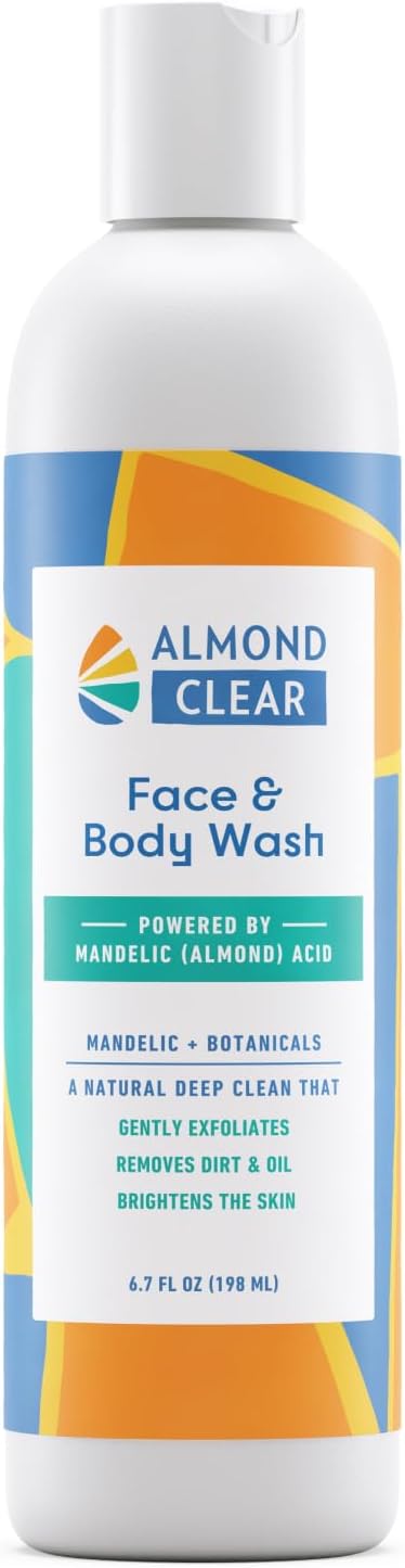 Almond Clear Face & Body Wash | for acne & folliculitis-prone skin, anti-aging, dark spots, ingrown hairs | everyday exfoliating cleanser with mandelic acid and botanicals, 6.7 fl oz 1 Almond Clear Face & Body Wash | for acne & folliculitis-prone skin, anti-aging, dark spots, ingrown hairs | everyday exfoliating cleanser with mandelic acid and botanicals, 6.7 fl oz