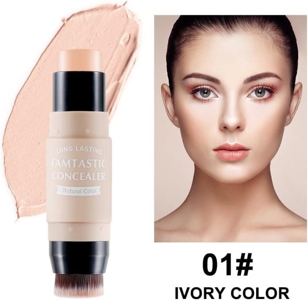 ⁦MAKINGTEC 2 PCS Contour Highlighter Stick with Brush -Bronzer Pen, Face Brightens Shades Pencil, Highlighting Shade, Highlight Shaping Stick, Waterproof, Longwear Makeup(01 and 04)⁩ - الصورة ⁦5⁩