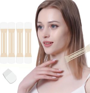 YelaJoy Neck Tape Lifting Invisible Tightening Tapes and Bands Lifter for Wrinkles Neck Makeup Patches, Translucent Elastic Patch, Suitable for Both Men and Women to Lift Tighten (4 strips+20 patches)