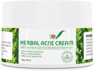 Herbal Acne Cream, Natural Herbal Extract Moisturiser Face Women-Acne Treatment For Swollen Acne, Acne Marks, Acne, Problem Skin-Moisturiser For Acne Prone Skin For Face, Back, Inner Thigh Butt