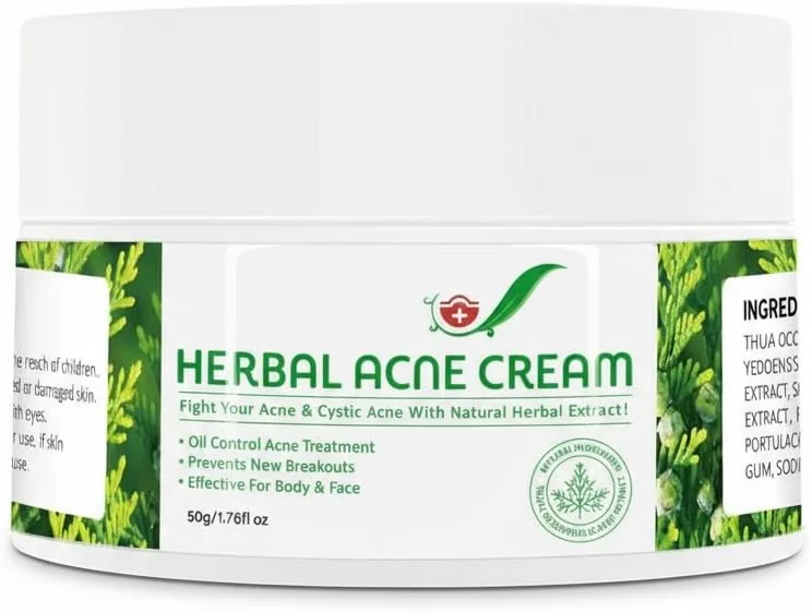 Herbal Acne Cream, Natural Herbal Extract Moisturiser Face Women-Acne Treatment For Swollen Acne, Acne Marks, Acne, Problem Skin-Moisturiser For Acne Prone Skin For Face, Back, Inner Thigh Butt