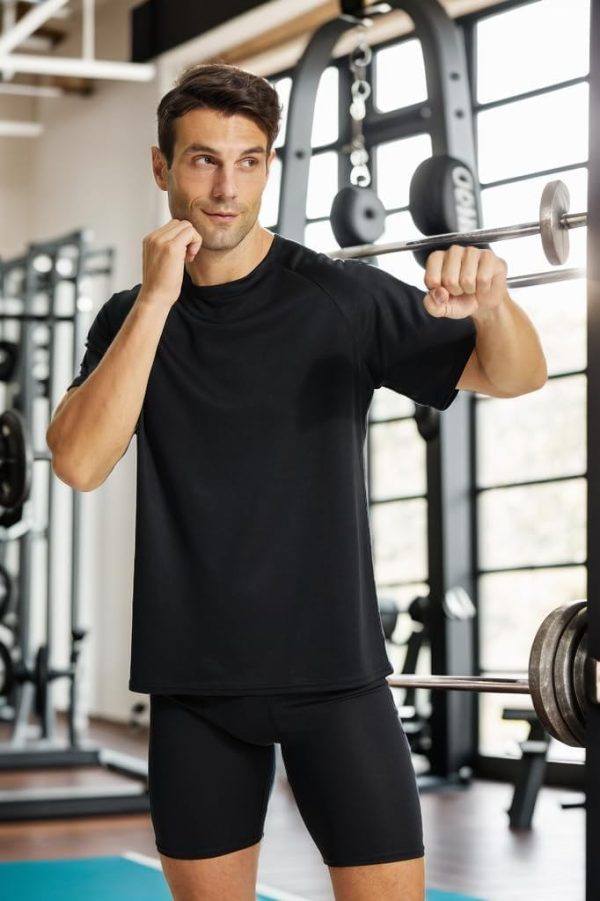 ⁦3 Pack Running T-shirts for Men Quick Dry Gym T Shirt Short Sleeve Crew Neck Running Shirts Moisture Wicking Active Athletic Running Tops Men Mesh Work Shirts⁩ - الصورة ⁦3⁩