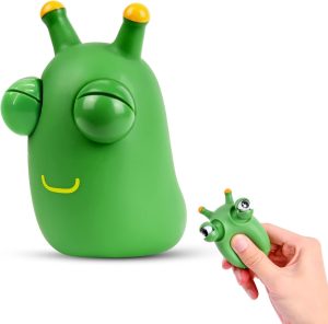 Montchi Green Bug Squeeze Toys, Funny Grass Eyes Popping Out Toys, Kids Sensory Fidget Toys, Eyeball Bouncing Toys, Fidget Slug Pop-it Toys for Toddlers Kids Adults Autism and ADHD