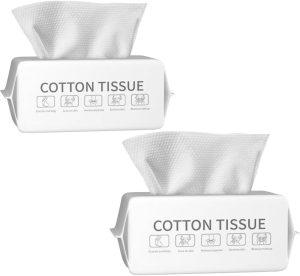 Disposable Face Wash Towels, 200 Count Soft Cotton Dry Towels for Makeup Removal, Travel, and Office Use | Extra Thick, Absorbent, and Gentle | 100% Pure Cotton