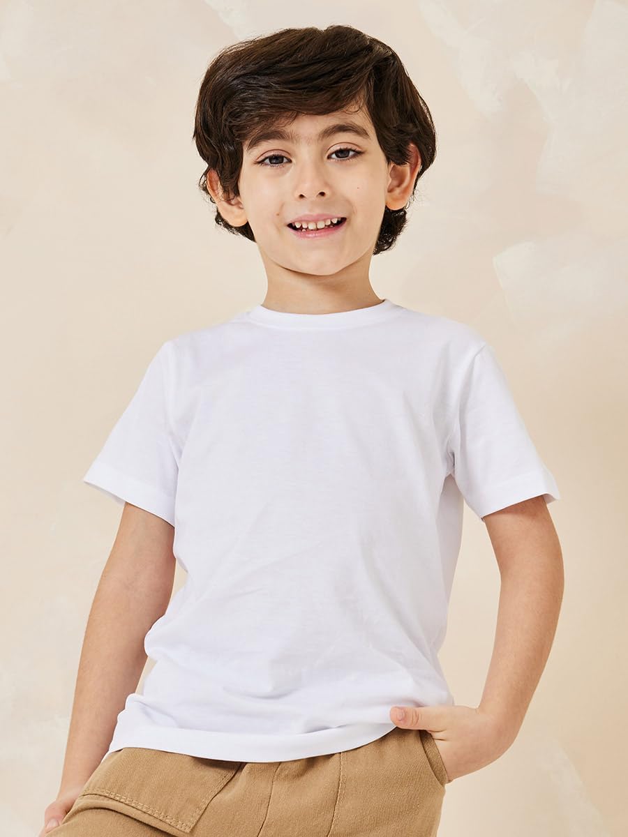 Styli Boys Solid Cotton T-Shirt 4 Styli Boys Solid Cotton T-Shirt - الصورة 4