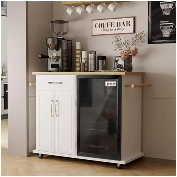 SREEN Beverage Cooler Refrigerator, 94L Capacity, SRBC-94DFB, Black, Mechanical Temperature Control